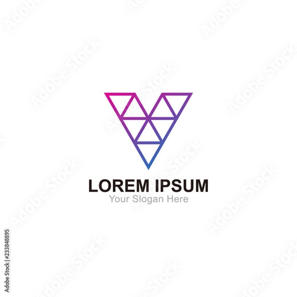 Fototapeta Triangle V logo design. Vector Illustration
