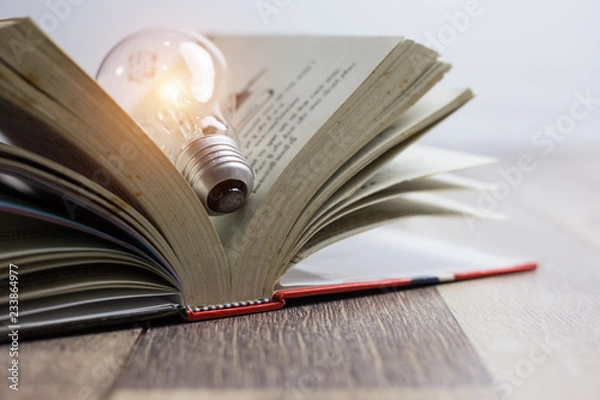 Obraz Light bulbs glowing with book