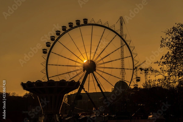Fototapeta Funfair at Sunset