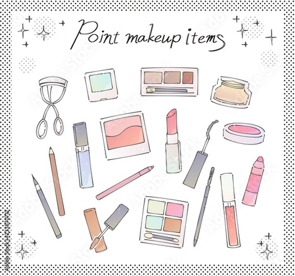 Obraz コスメのイラストセット ポイントメイク（水彩風）