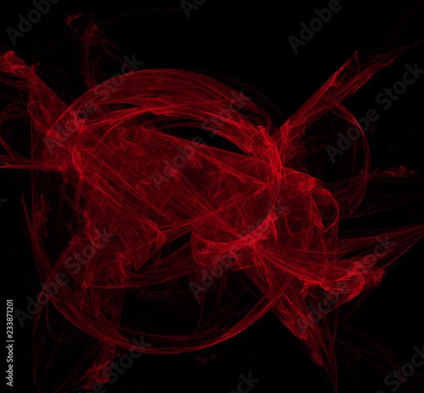 Obraz Red abstract fractal on black background. Fantasy fractal texture. Digital art. 3D rendering. Computer generated image.