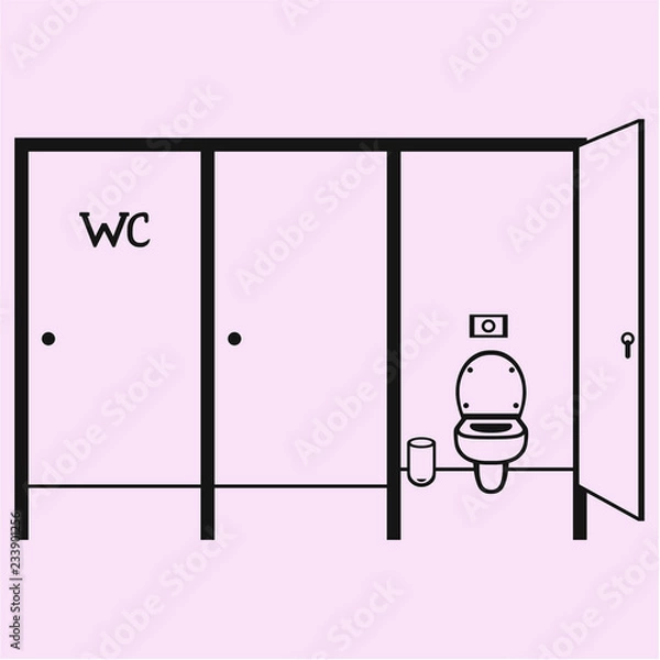 Obraz public toilet cubicle vector silhouette isolated