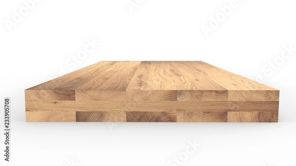 Fototapeta Glued wood structure. Lumber industrial wood texture, timber butts background. Butt end of a processed wooden beam. Glued beams. 3d illustration isolated