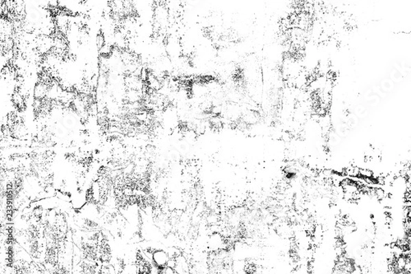 Fototapeta Abstract monochrome background. Texture is black and white in grunge style. Pattern of chips, cracks, scuffs, dust, stains