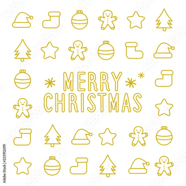 Fototapeta Christmas Flat gold Icon design 