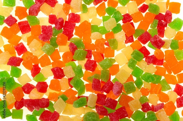 Obraz Diced pineapple. Candied fruits.