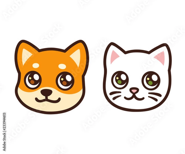 Obraz Cartoon cat and dog face