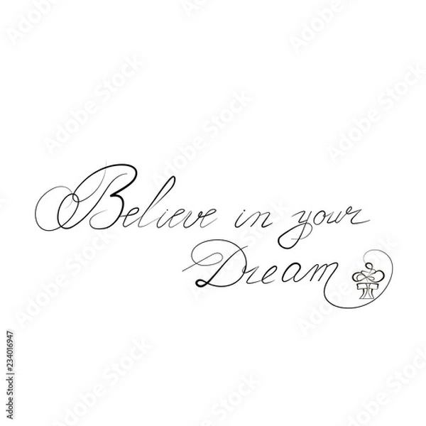 Fototapeta The inscription Believe in your Dream, on isolated background.