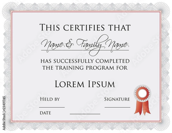 Obraz Certificate of Completion Template