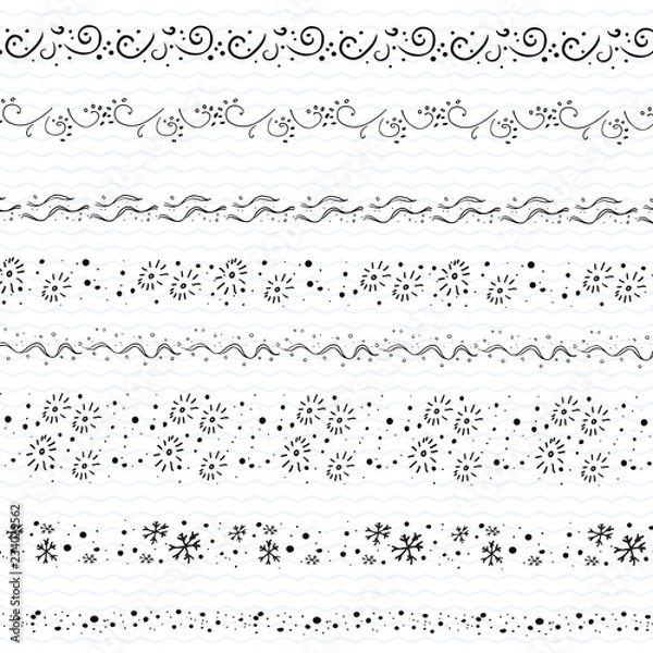 Fototapeta Hand drawn doodle borders frames Christmas Decor clip art