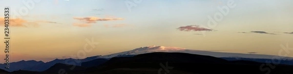 Fototapeta Beautiful landscape with mountains at sunset. Europe. Iceland