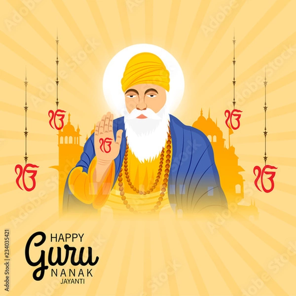Fototapeta Happy Guru Nanak Jayanti.