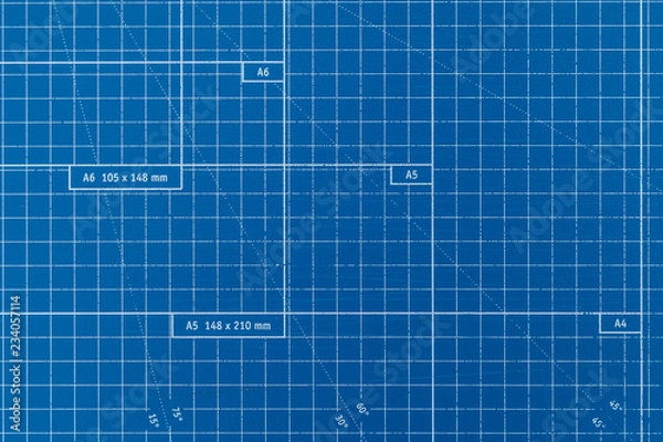 Obraz Paper cutting checkered board blue colored surface.
