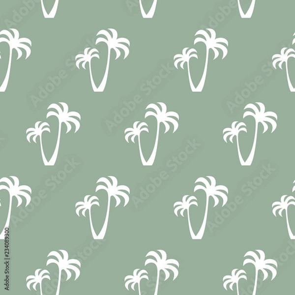 Fototapeta Vector seamless pattern with palm trees. Cute beach background. Wallpaper for swimsuit or summer clothes. For textile and fabric, cover, print on clothes.