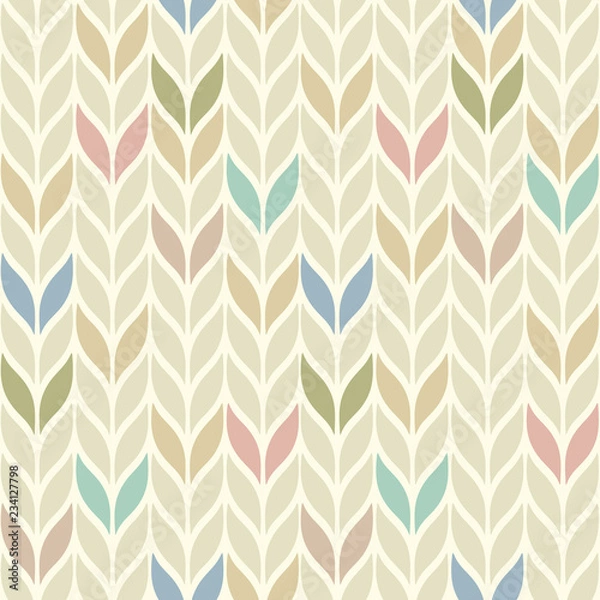 Fototapeta Seamless vector ornamental pattern in light pastel colors. Knitting imitation.