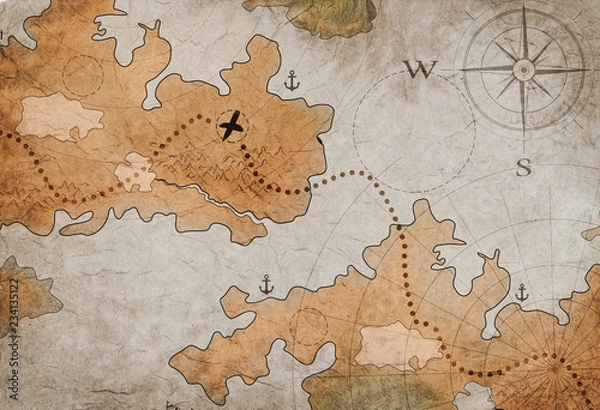 Obraz map of pirate treasure island