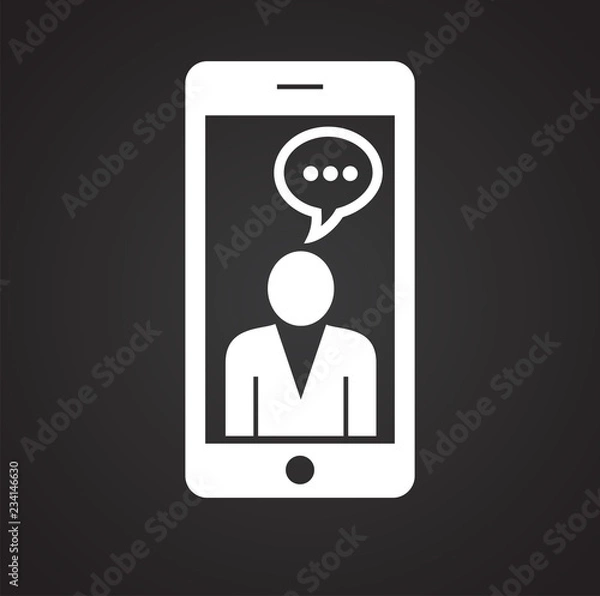 Obraz Smartphone chat on black background icon