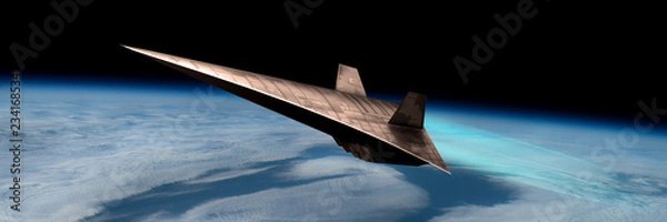 Fototapeta Unmanned Scramjet in high Earth flight No.1p - Elements of this image courtesy of NASA