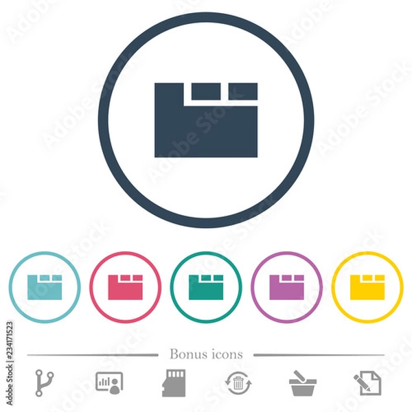 Fototapeta Horizontal tabbed layout active flat color icons in round outlines