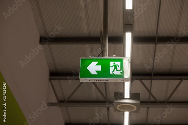 Obraz Fire exit light sign (fire)