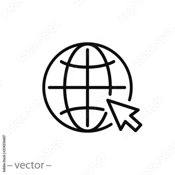 Fototapeta website icon, internet linear sign on white background - editable vector illustration