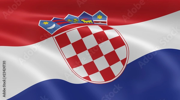 Fototapeta Croatian flag in the wind
