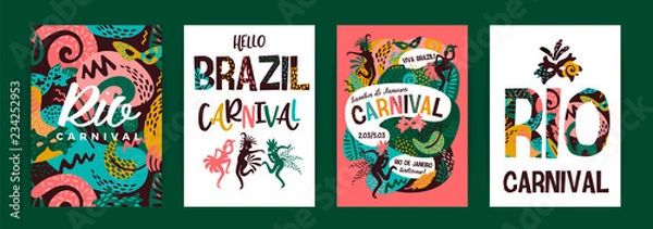 Fototapeta Brazil carnival. Vector templates with trendy abstract elements.