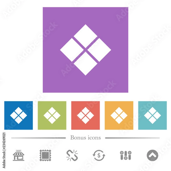 Fototapeta Diagonal tile pattern flat white icons in square backgrounds