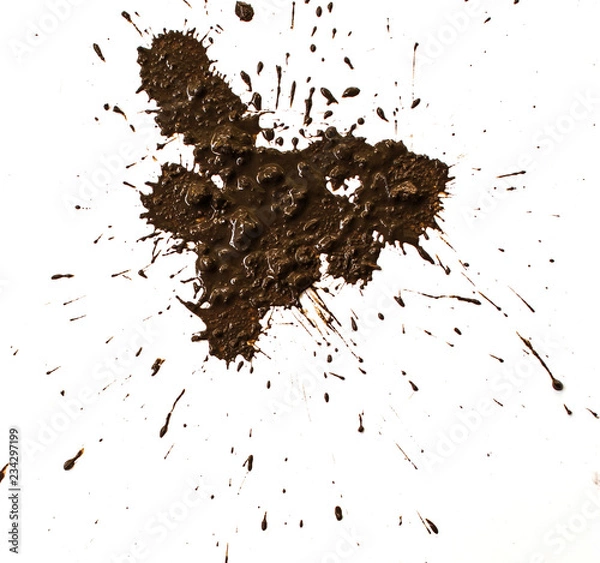 Fototapeta Drops of mud splashes on a white backgrounds