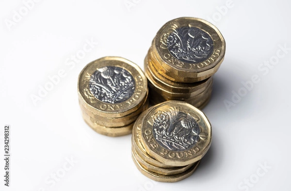 Obraz UK money, stack of pound coins
