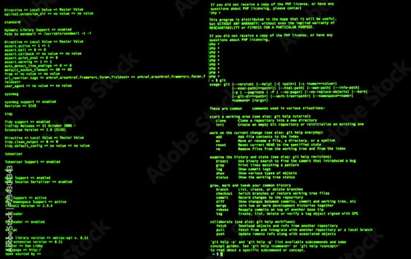 Fototapeta Command line interface, front view, terminal command, cli. UNIX bash shell