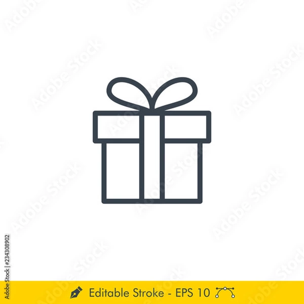 Fototapeta Present (Christmas) Icon / Vector - In Line / Stroke Design