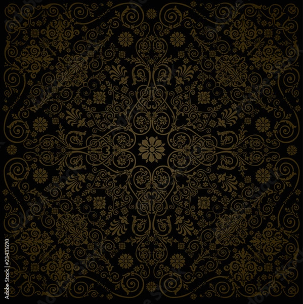 Fototapeta design with brown curls on black