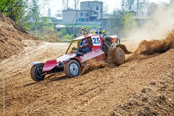 Obraz Kart races on a cross-country terrain