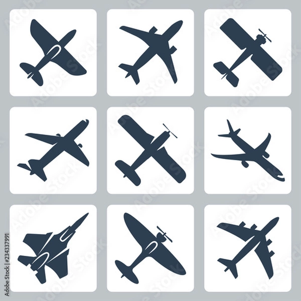 Fototapeta Vector isolated plane icons set