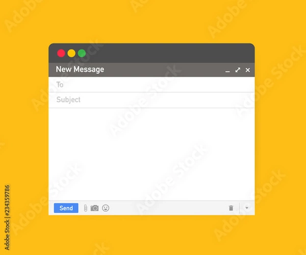Fototapeta Email template. Blank e-mail browser window. Mail message web page vector frame. Vector illustration.