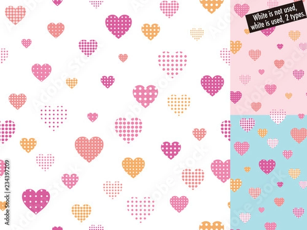 Fototapeta pattern swatch, Hearts  made of polka dots.