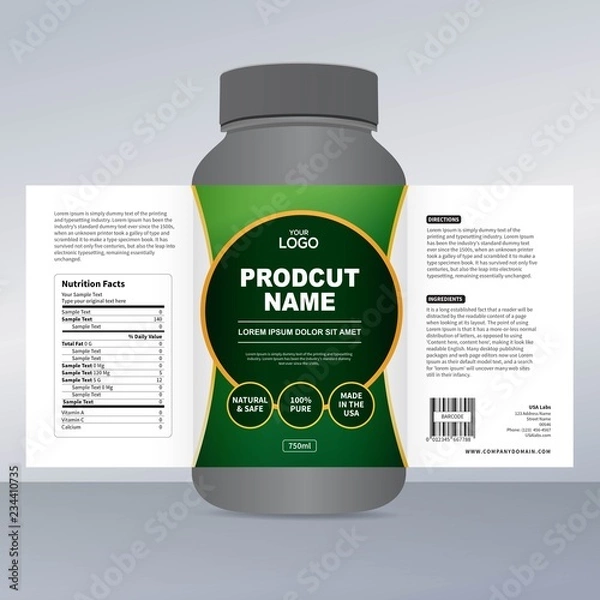 Fototapeta Bottle label, Package template design, Label design, mock up design label template