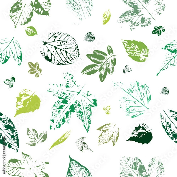 Fototapeta Postcard with leave sprints. Pattern of green leaves.