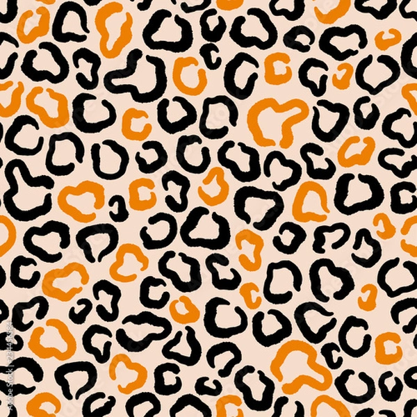 Fototapeta Seamless abstract pattern art. Texture with Hand Painted Crossing Brush Strokes for Print. Animal fur texture background. Modern graphics.