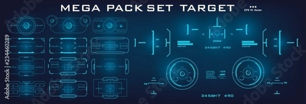 Fototapeta Mega pack set target. HUD futuristic user interface. Futuristic virtual graphic touch user interface.