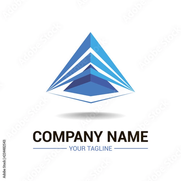 Fototapeta Geometric vector logo template for finance, building, architect company. Illustration of blue prism. Creative logotype. EPS10.