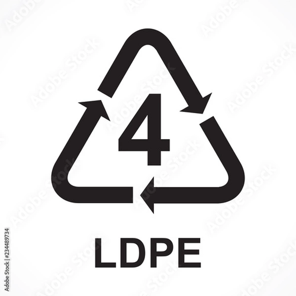 Fototapeta Recycling Symbols number 4 LDPE, vector