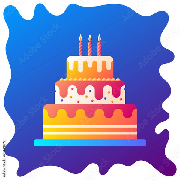Obraz Festive cake gradient flat icon with fluid background.