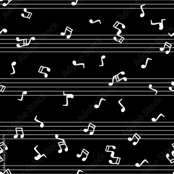 Fototapeta Musical notes seamless pattern. Vector illustration of musical notes seamless pattern. Hand drawn musical notes. Notebook for musical notes.
