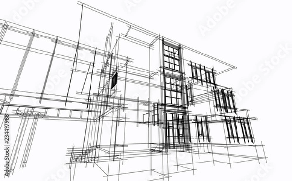Fototapeta Abstract architectural sketch