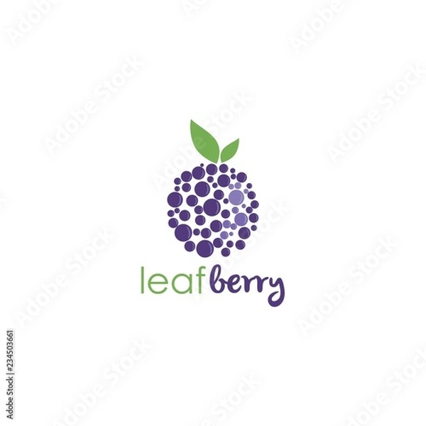 Obraz Blueberry Simple Logo, Sign, Icon, Template Vector Design