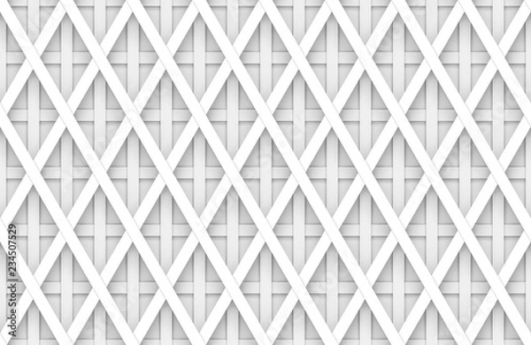Fototapeta 3d rendering. seamless modern soft light white square grid pattern wall background.