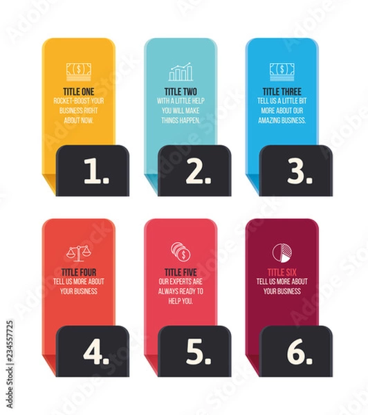 Fototapeta Rectangular business infographic template. Data visualization with space for your inforamtion. Four option or step template for your presentation. Concept for corporate inforgraphics.