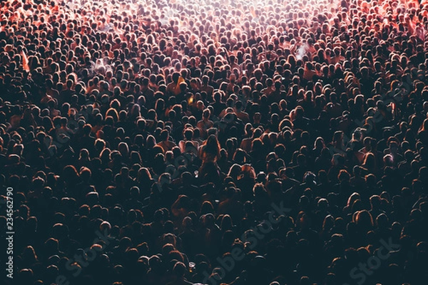 Obraz Colorful crowd of people of a big music festival in a stage lights as a beautiful background